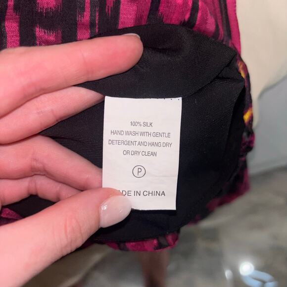 Marie Oliver Silk Top- 100% Silk Boho Print Blouse - Picture 14 of 15